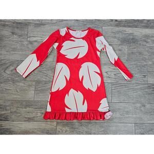 Girl's Moana Princess Dress Long Sleeves Size Small Leaves White & Orange Movie